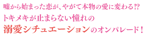 嘘から始まった恋が、やがて本物の愛に変わる！？トキメキが止まらない憧れの溺愛シチュエーションのオンパレード！